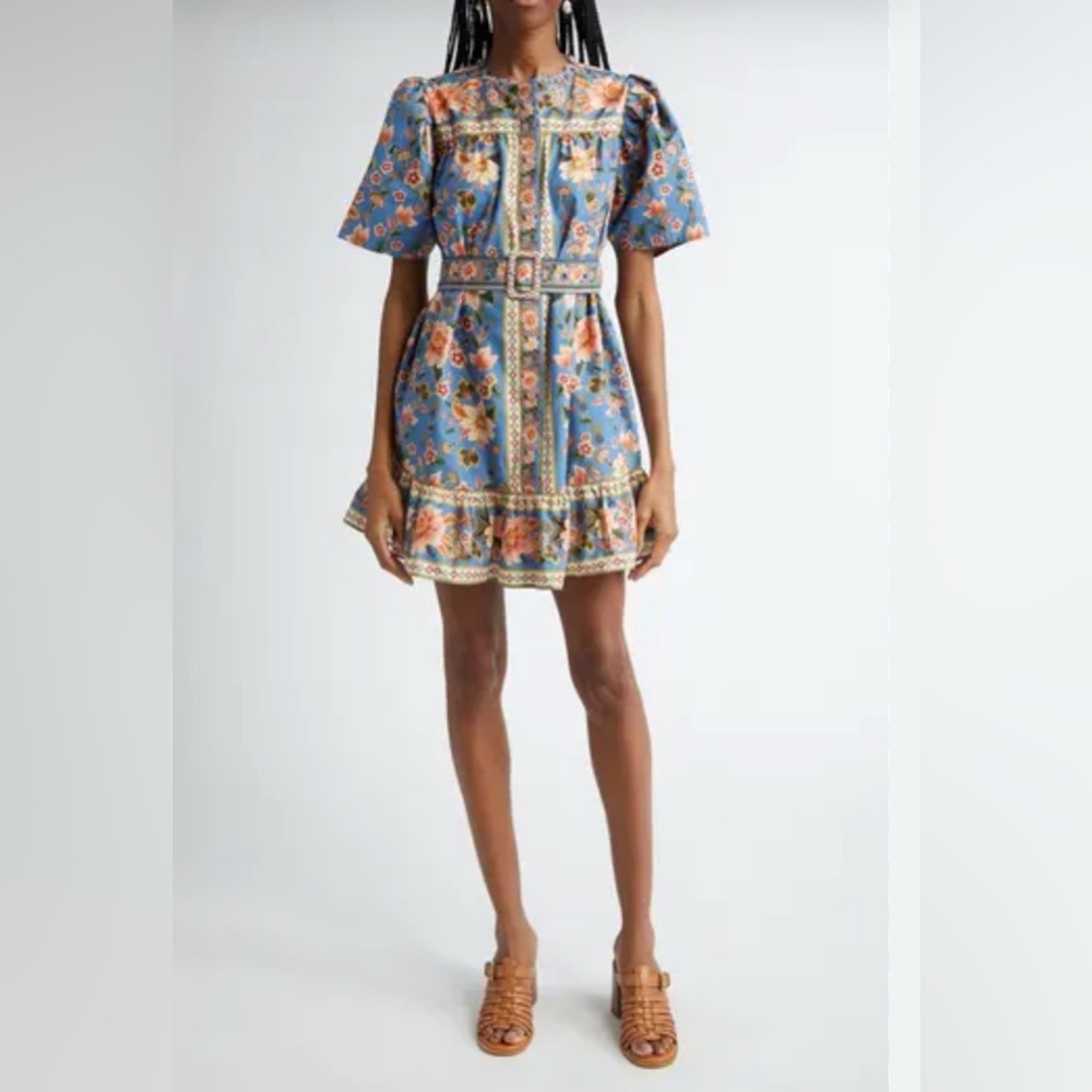 FARM RIO Women's Super Bloom Tapestry Cotton Minidress